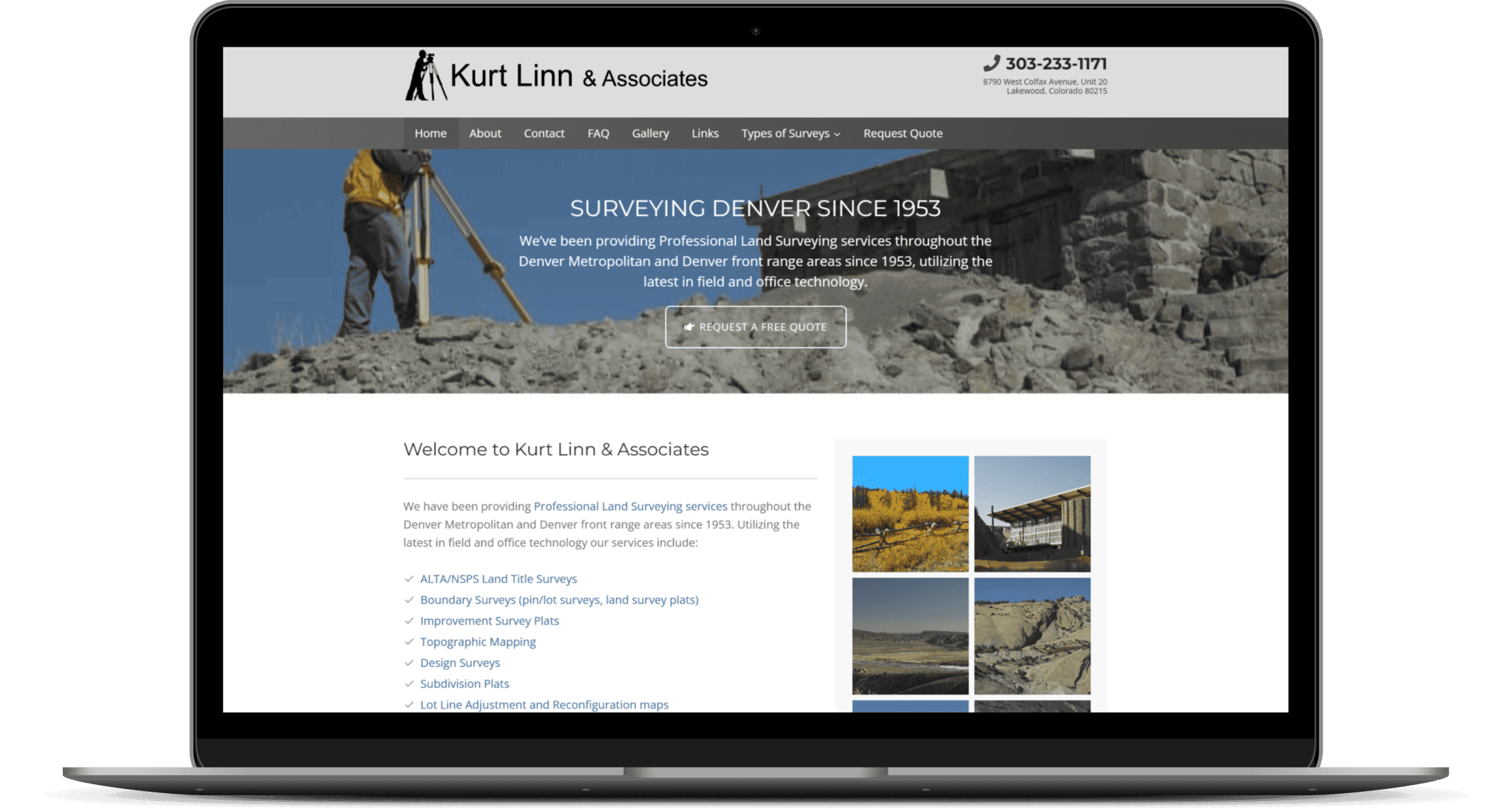 Kurt Linn Surveying website mockup