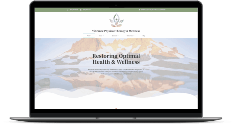 Vibrance Physical Therapy website mockup