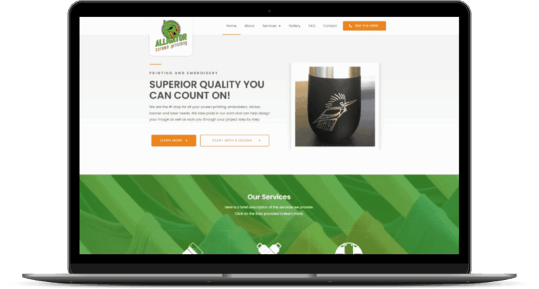 Alligator Screen Printing website mockup