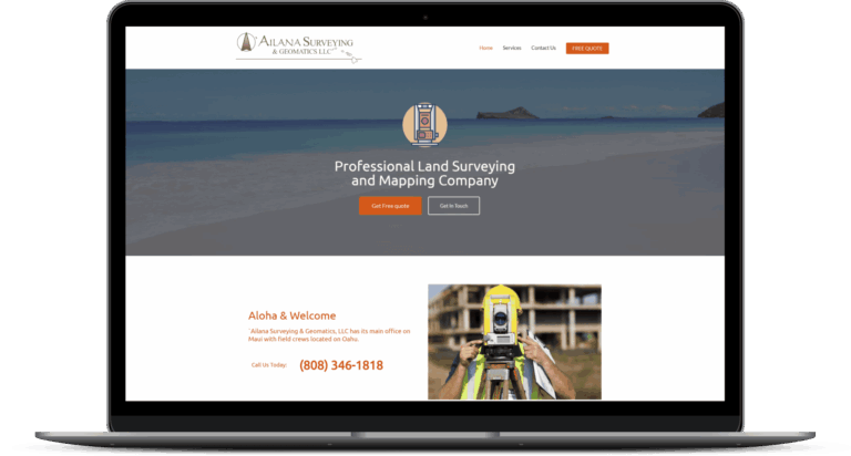Ailana Surveying website mockup