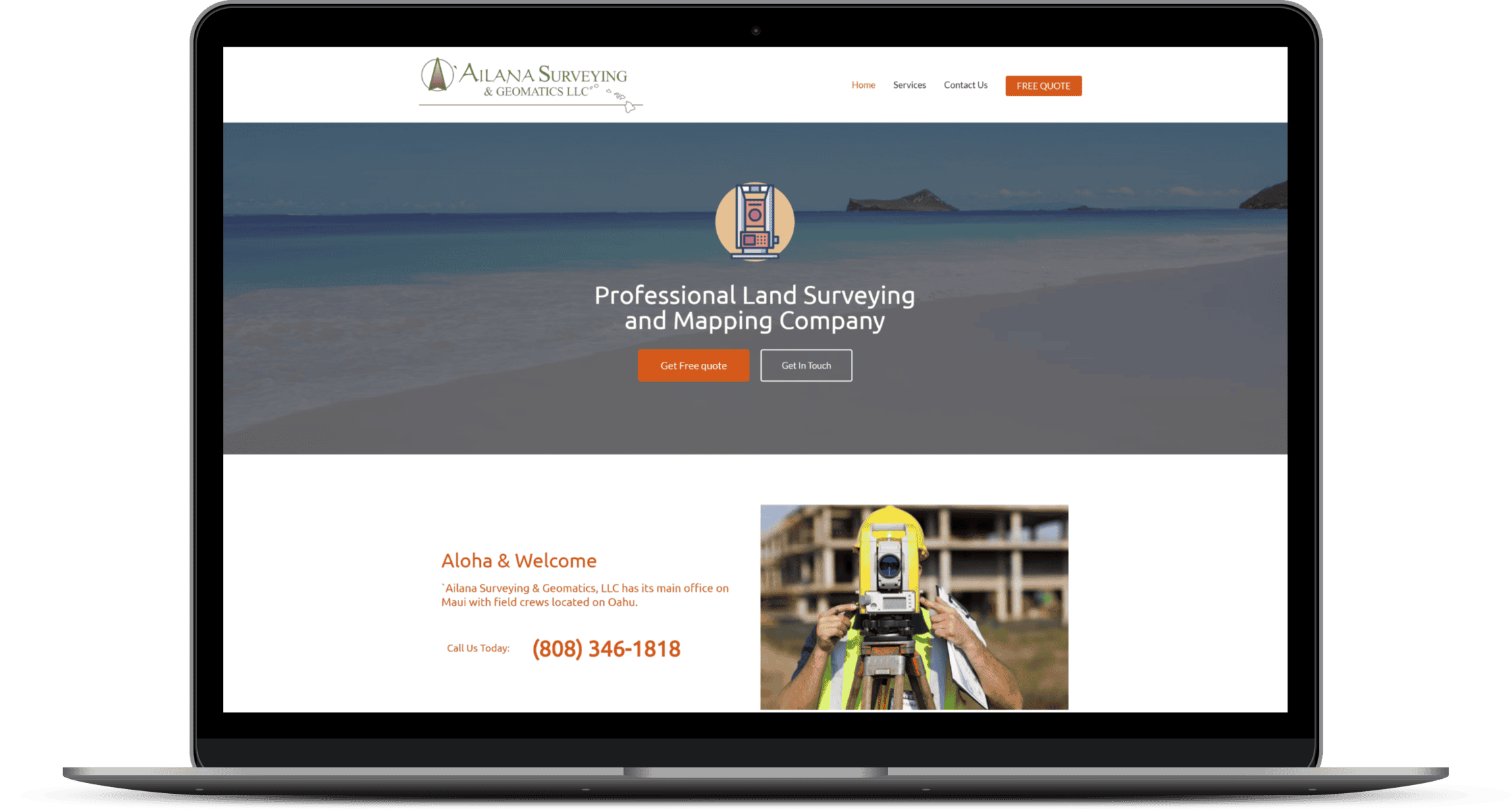 Ailana Surveying website mockup