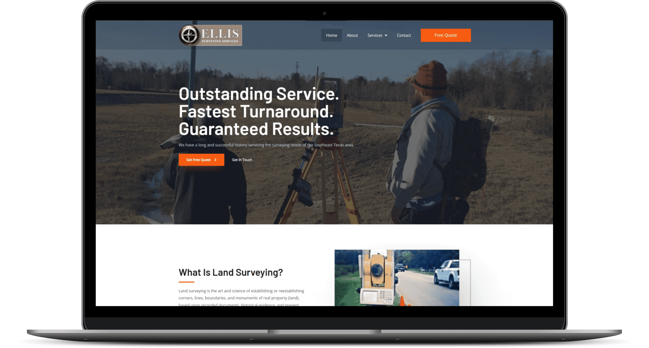 Ellis Surveying Services website mockup