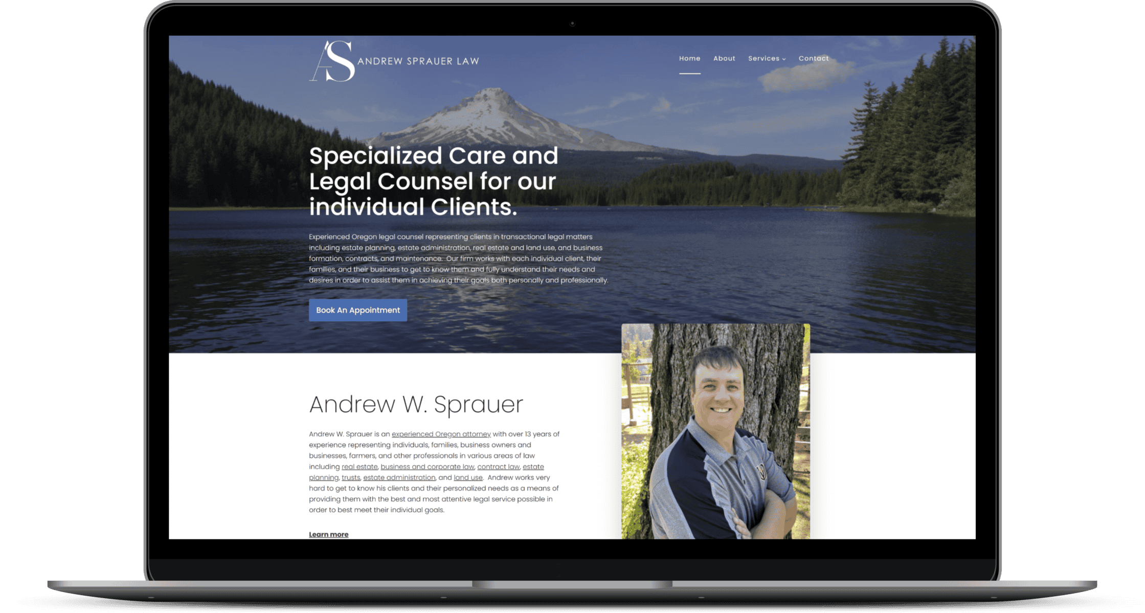 Andrew Sprauer Law website mockup