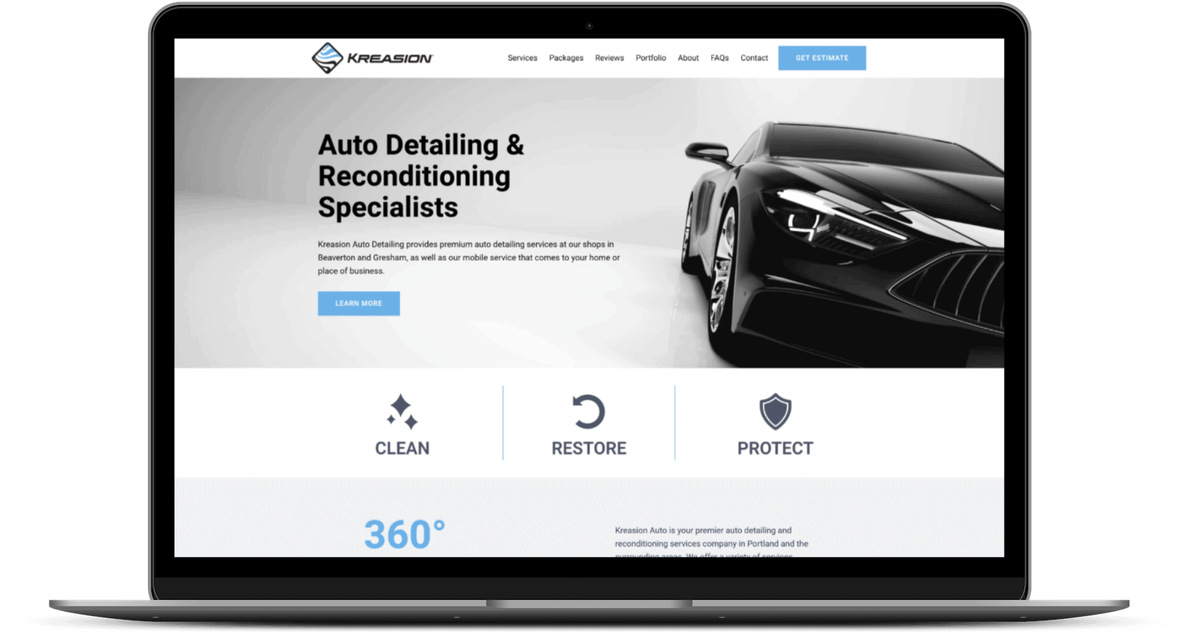 Kreasion website mockup