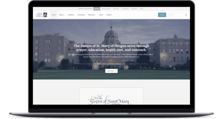 Sisters of St. Mary of Oregon website mockup