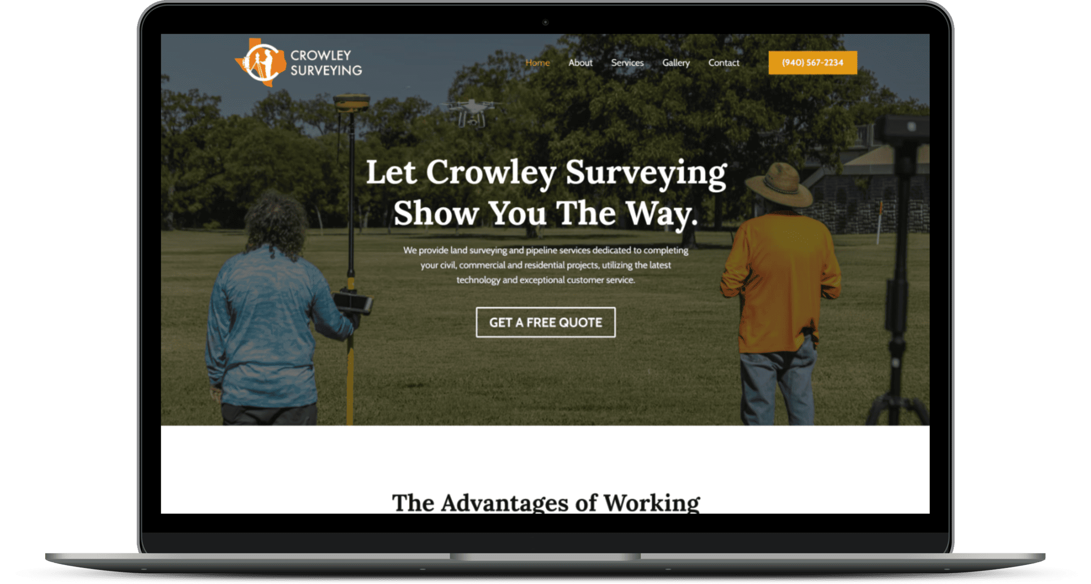 Crowley Surveying website mockup