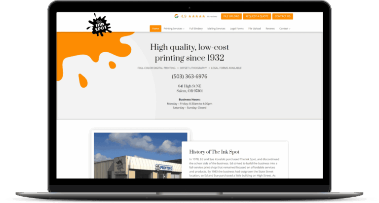 The Ink Spot website mockup