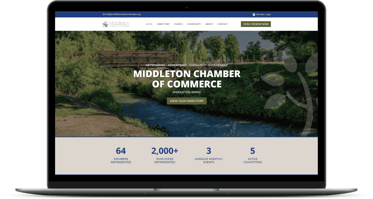 Middleton Chamber of Commerce website mockup