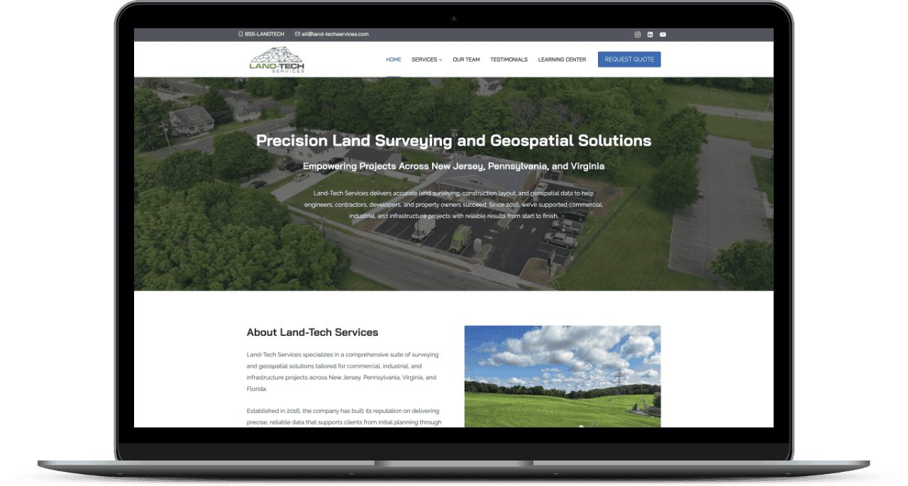 Land-Tech Services website mockup